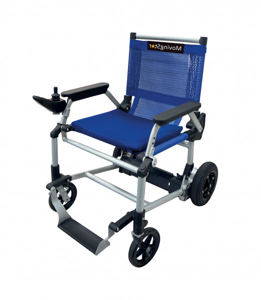 MovingStar 101 elektrischer Rollstuhl klappbar, blau Joysticksteuerung