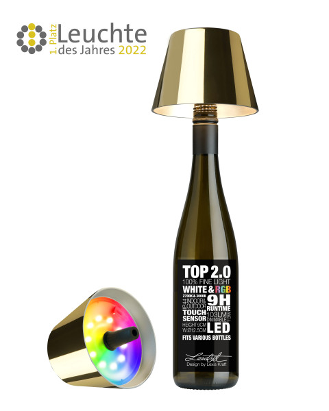 Sompex TOP 2.0 - RGBW- Akku-Flaschenleuchte Gold