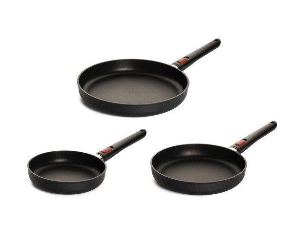Woll Eco LITE Pfannen.Set, 20cm, 24cm und 28cm, 5cm hoch, mit abnehmbaren Stiel